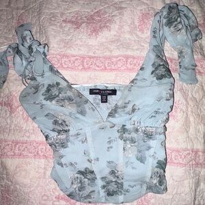 One Clothing Blue Floral Crop Top